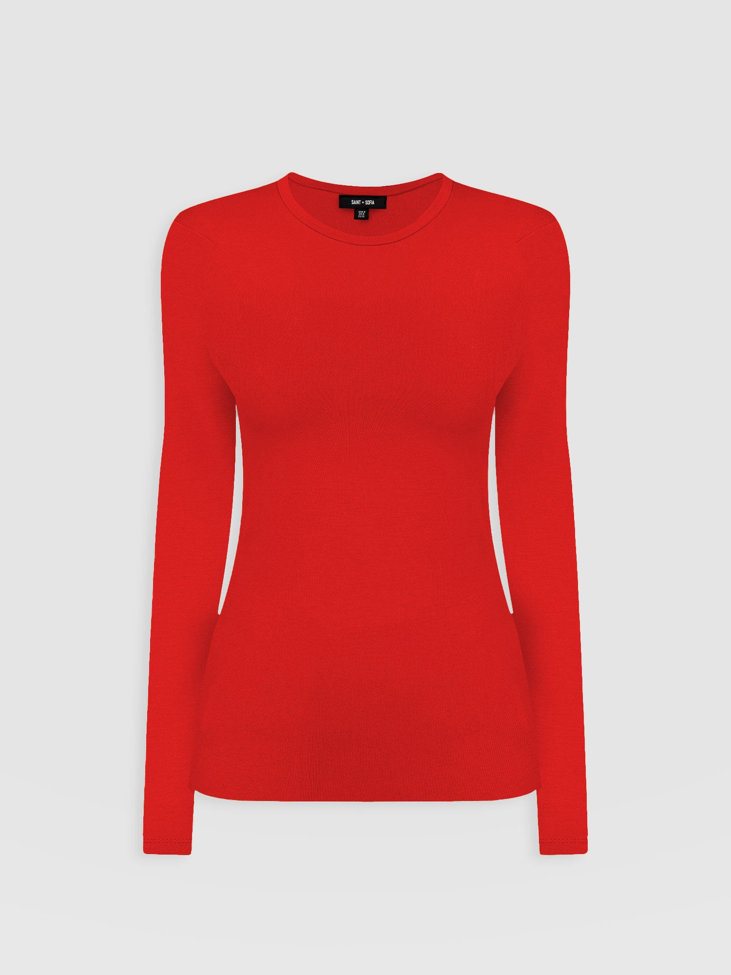 Ribbed Long Sleeve Tee - Red - Women's T-shirts | Saint + Sofia® EU